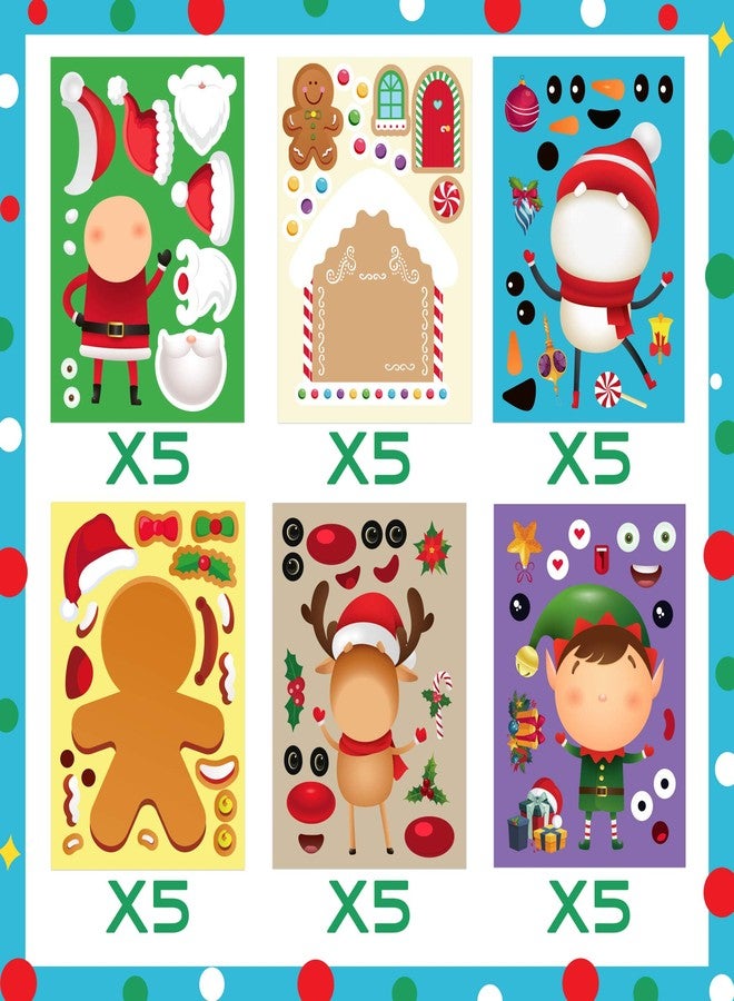 Funnlot Christmas Stickers for Kids - 30PCS Christmas Games for Kids Xmas Stickers for Kid Crafts Make Your Own Face Sticker Xmas Party Activities Crafts Favors Supplies for Toddlers Age 4-8 8-12 - Image 3
